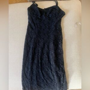 LoveshackFancy Black Lace Lined Maxi Dress